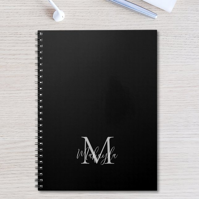 Nom de monogramme personnalisé Carnet noir (Créateur téléchargé)