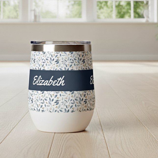 Nom de motif botanique à l'aquarelle bleue (Créateur téléchargé)