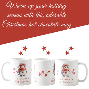 Nom de Noël pingouin rouge chocolat chaud tasse