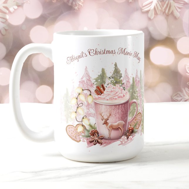 Nom de Noël Pink Hot Chocolat Big Mug (Christmas Name Pink Hot Chocolate Big Mug)