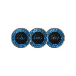 Nom de parties scintillant bleu monogramme élégant
