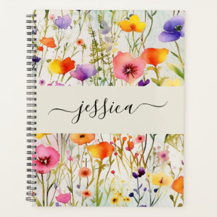 Nom de script fleur sauvage d'aquarelle élégant
