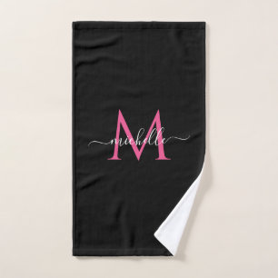 Nom de script manuscrit Monogramme noir et rose