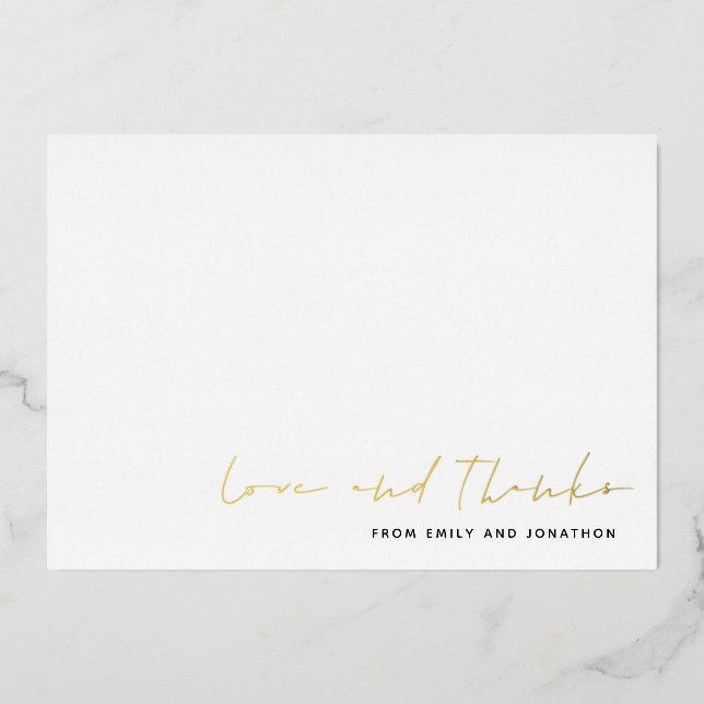 Nom de script Mariage Carte de remerciements luxe  (Recto)