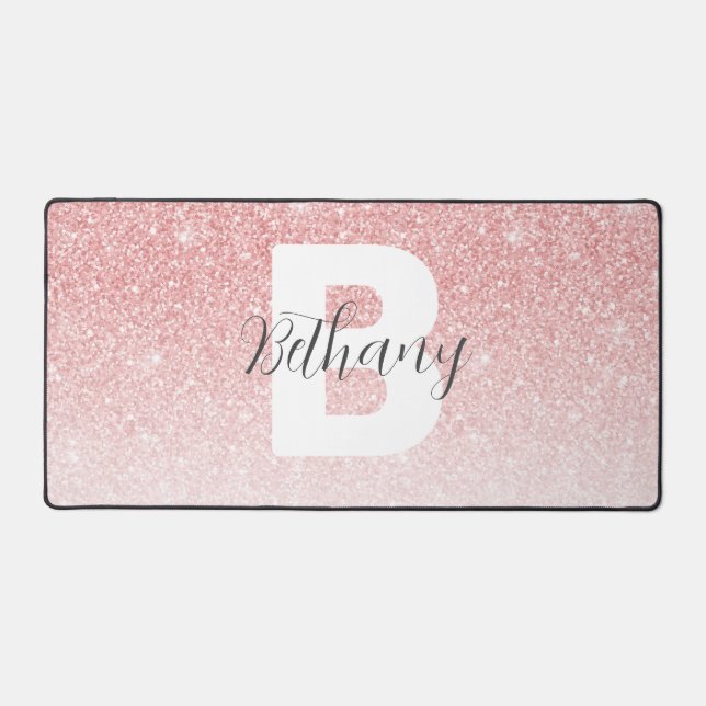 Nom de script monogramme avec paillettes rose girl (Recto)