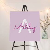 Nom de script & monogramme | Magenta & Violet clai