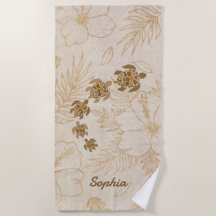 Nom de serviette de plage personnalisée Sea Turtle