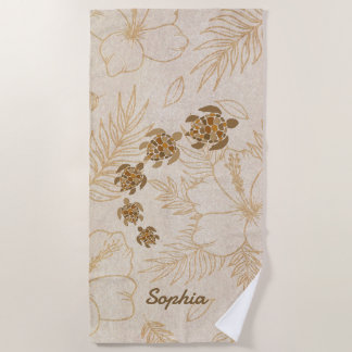 Nom de serviette de plage personnalisée Sea Turtle