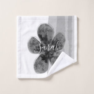 Nom de signature personnalisé noir Floral Abstrai