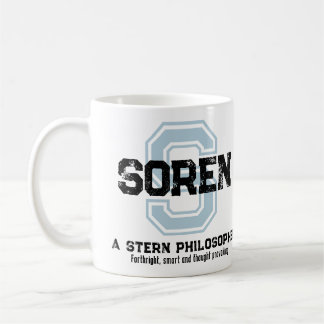 Nom de Soren signifiant monogramme noir bleu tasse