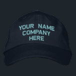 Nom de texte personnalisé Casquette Casquette brod<br><div class="desc">Choisissez Polices et Couleurs - Concevez votre propre entreprise promotionnelle personnalisée Brodée Casquettes de baseball avec texte personnalisé - Ajouter votre texte - Nom - Entreprise / Numéro / Lettre / Slogan - Tagline / ou Site Web, Téléphone, E-mail, Poignée de médias sociaux, Adresse, Logo - Photo / more -...</div>