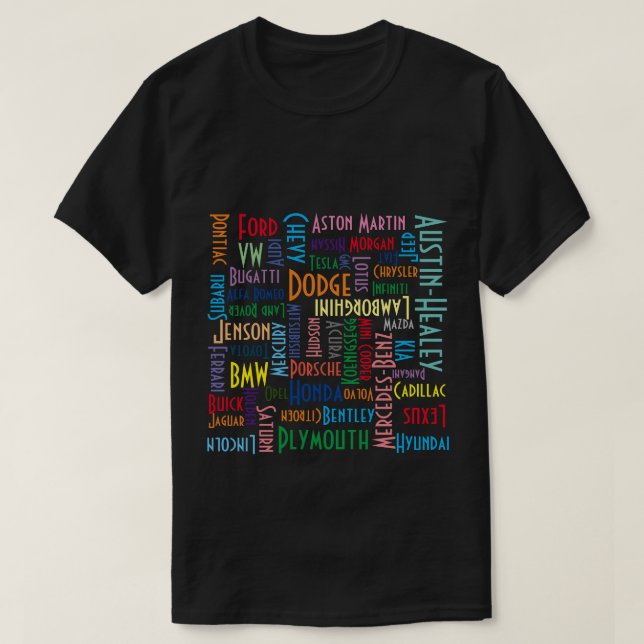 Nom de voiture Puzzle T-shirt (Design devant)