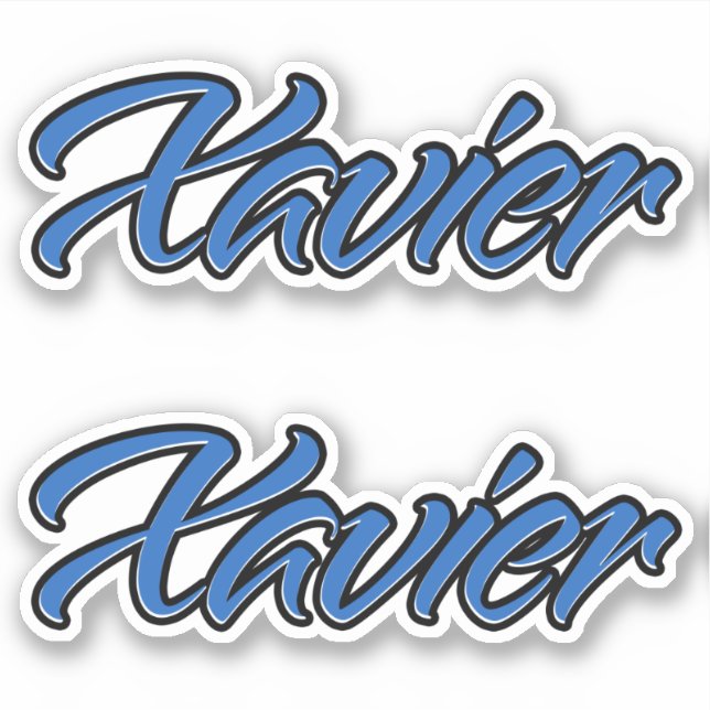 Nom de Xavier Blue Autocollant Sticker Stickerset (Devant)