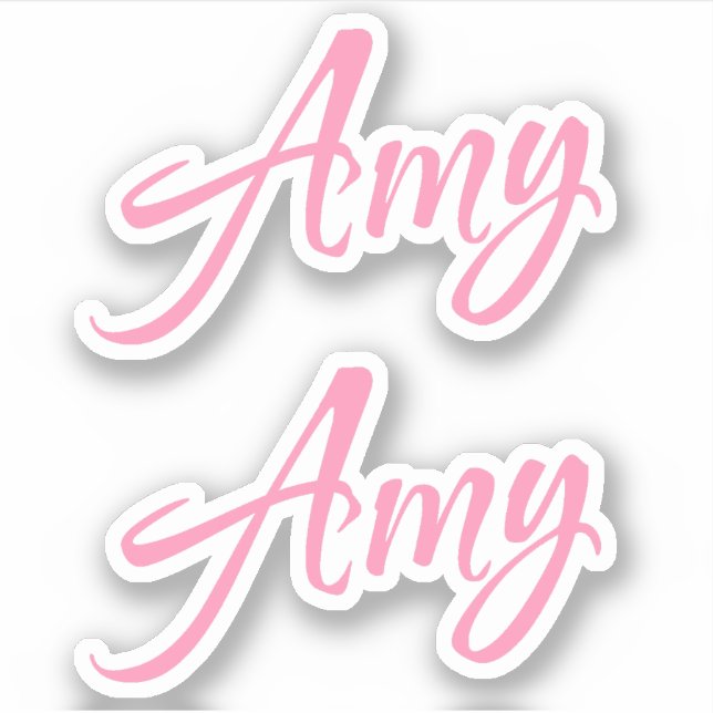 Nom décoratif Amy en rose x2 Sticker (Devant)