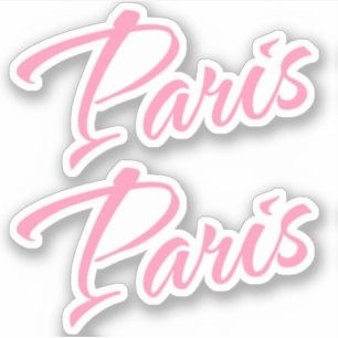 Nom décoratif de Paris en Sticker rose x2