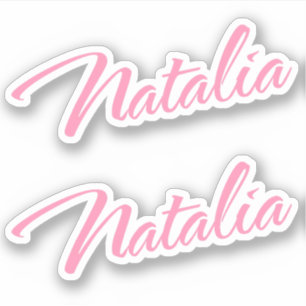 Nom décoratif Natalia en Sticker rose x2