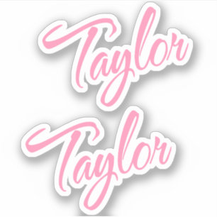 Nom décoratif Taylor en Sticker rose x2