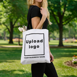 Nom d'entreprise et logo sur sac fourre-tout blanc