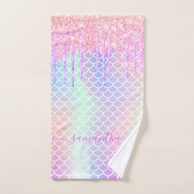 Nom des écailles de sirène rose holographique (Serviette à main)