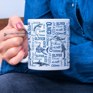 Nom des garçons personnalisés tasse avec requins b