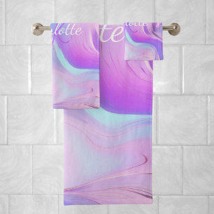 Nom des initiales du monogramme violet rose hologr