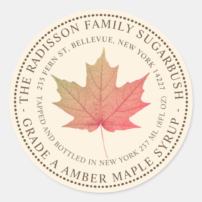 NOM D'ÉTAT DU SYRUP MAPLE ÉTIQUETTE IVORY (Devant)