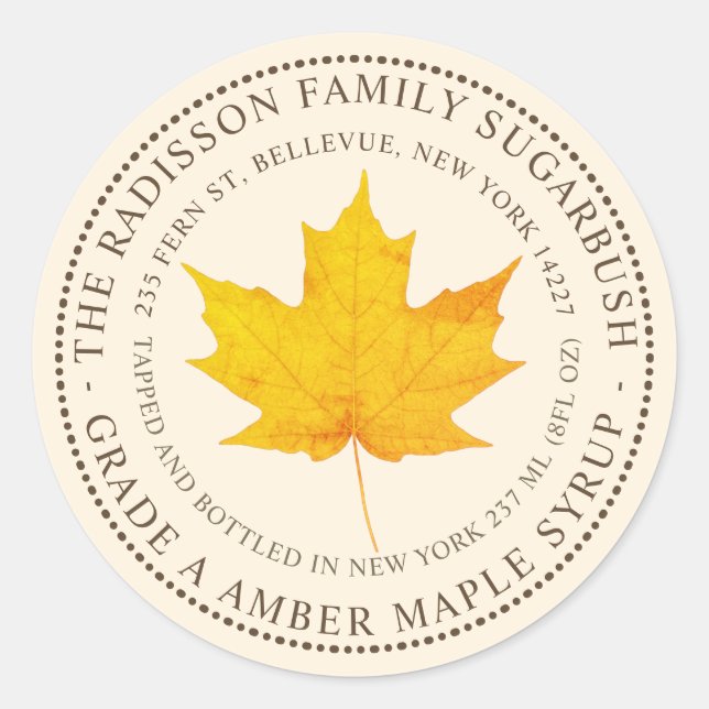 NOM D'ÉTAT DU SYRUP MAPLE ÉTIQUETTE IVORY (Devant)