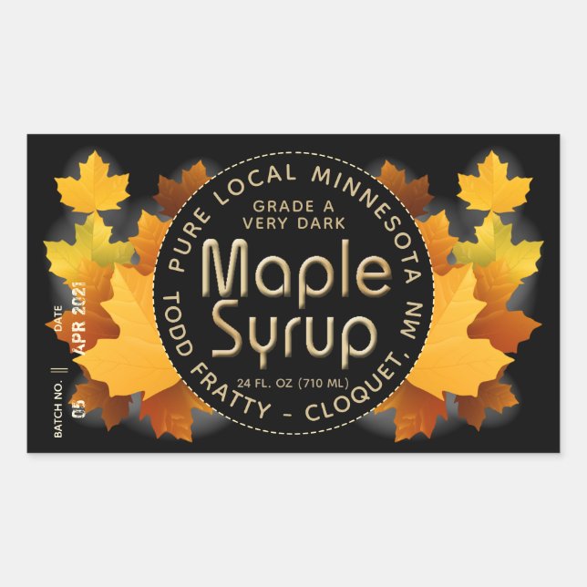 Nom d'état ÉTIQUETTE du lot et de la date MAPLE SY (Devant)