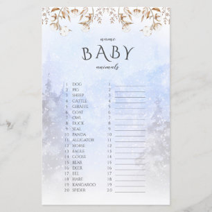 Nom d'hiver Bébé Animaux Baby shower Jeu
