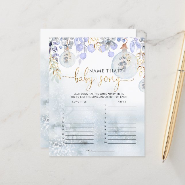 Nom d'hiver que chanson jeu de baby shower (Devant/Arrière en situation)