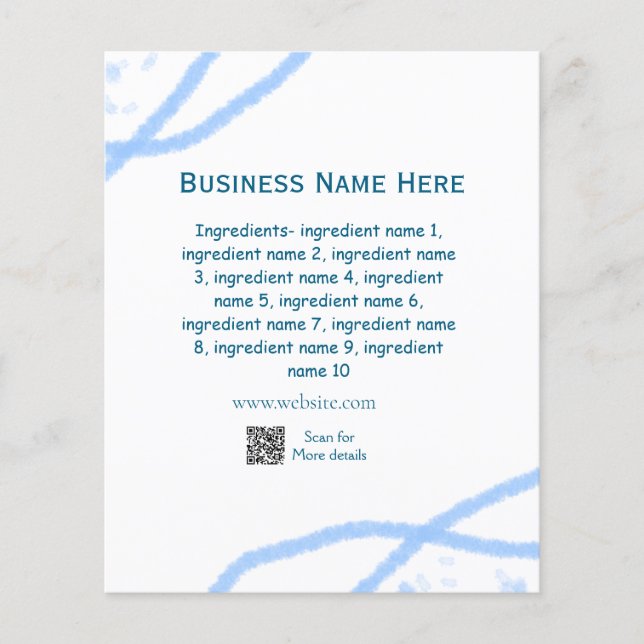 Nom d'ingrédient ajouter nom d'entreprise site Web (Devant)