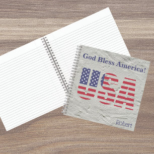 Nom, Drapeau Patriotique USA 8.5x8.5 Carnet