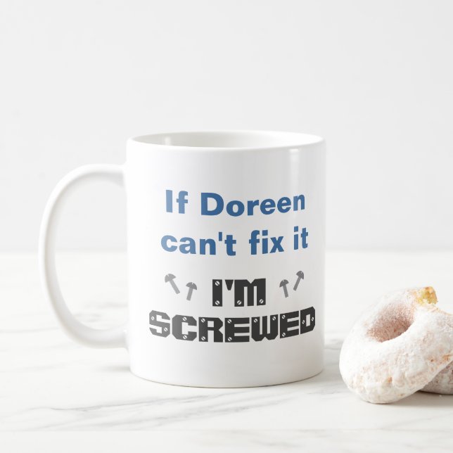 Nom Drôle Fixer Il A Vis Mug : gris bleu (Avec donut)