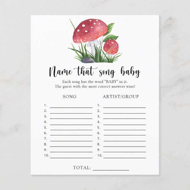Nom du baby shower de champignons que Baby Song (Devant)