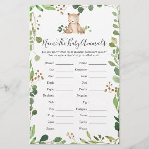 Nom du Baby shower de l'ours Le bébé Animaux