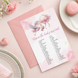 Nom du bébé animal rose Baby shower de cigogne jeu