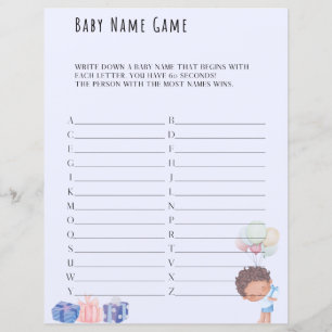 Nom du bébé Jeu Baby shower Jeu