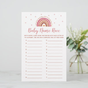 Nom du bébé Race Jeu Boho Rainbow Baby shower