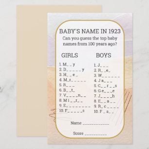 Nom du bébé Remplir dans le jeu de Baby shower de 