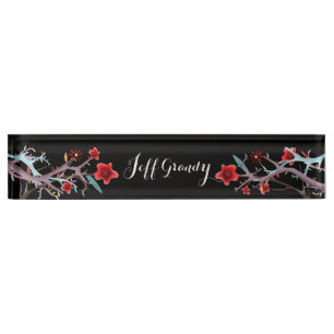 Nom du bureau noir Plaque Texte blanc