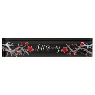 Nom du bureau noir Plaque Texte blanc