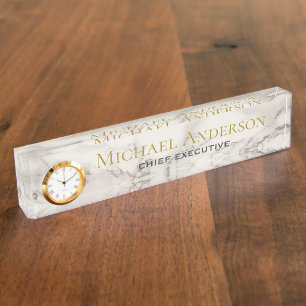 NOM du bureau personnalisé Plaque blanche GRISE MA