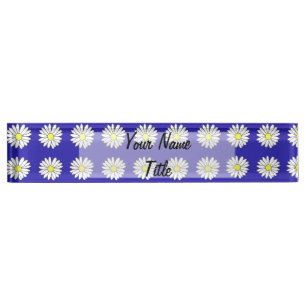 Nom du bureau personnalisé Plaque Bleu Daisy