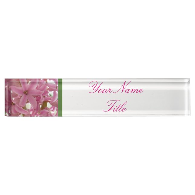 Nom du bureau personnalisé Plaque Fleurs roses Hya (Devant)