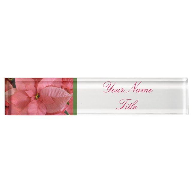 Nom du bureau personnalisé Plaque Poinsettia Fleur (Devant)