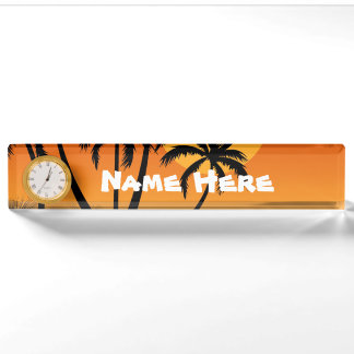 Nom du bureau Plaque avec horloge