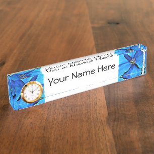 Nom du bureau Plaque avec horloge Option Poppy Ble