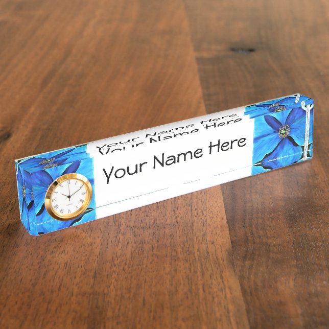 Nom du bureau Plaque avec horloge Option Poppy Ble (Taille)