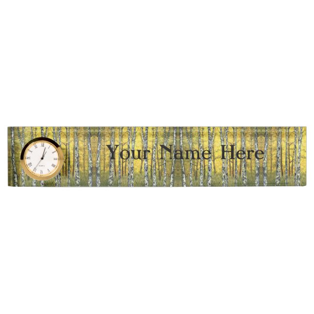 Nom du bureau Plaque avec option Horloge - Automne (Devant)
