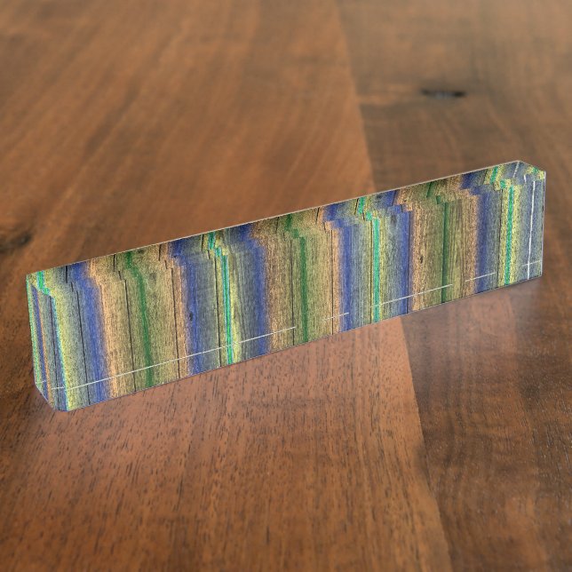 Nom du bureau Plaques en bois bleu et vert (Taille)